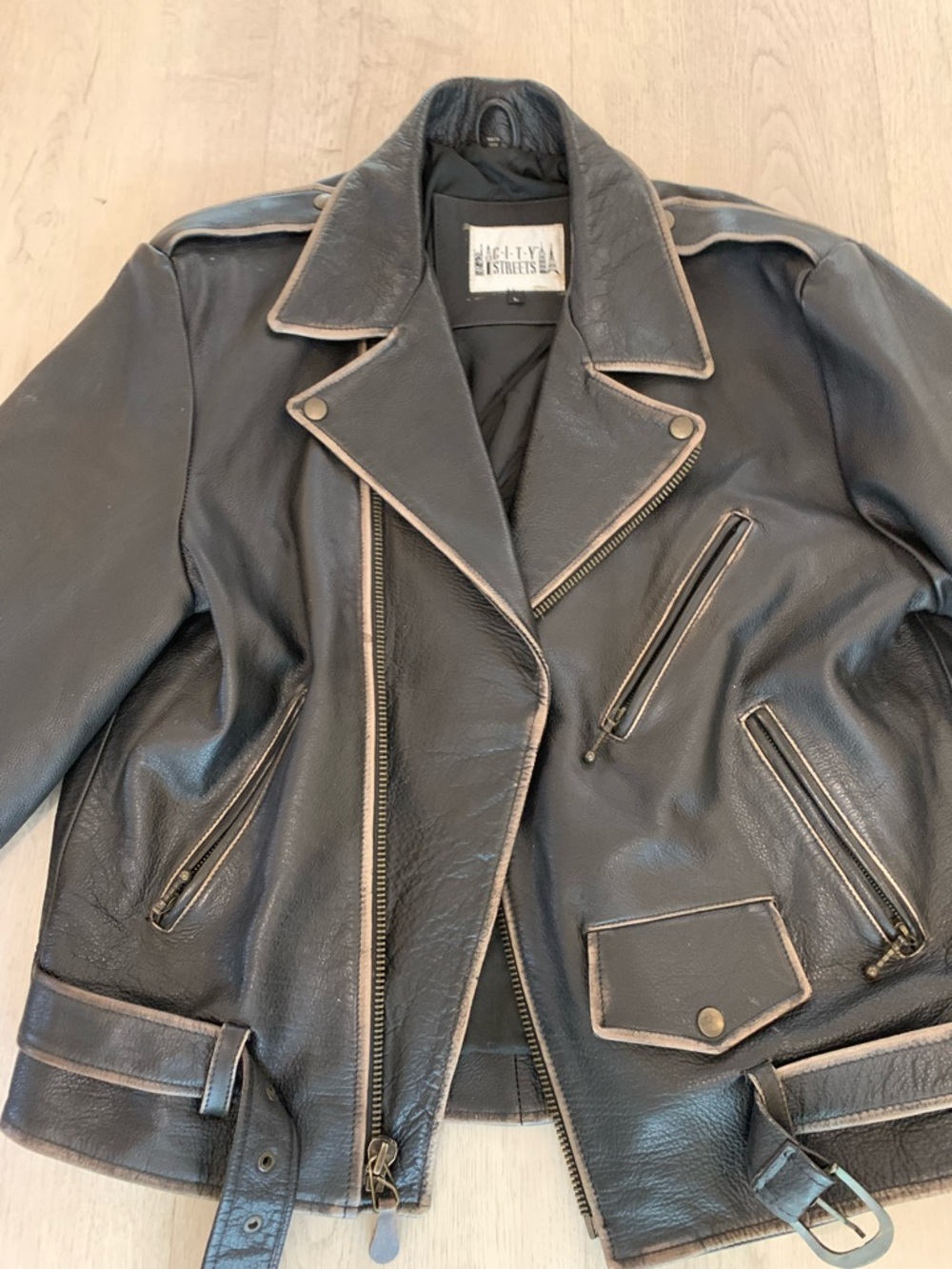 City Streets Black Leather Motorcycle Jacket